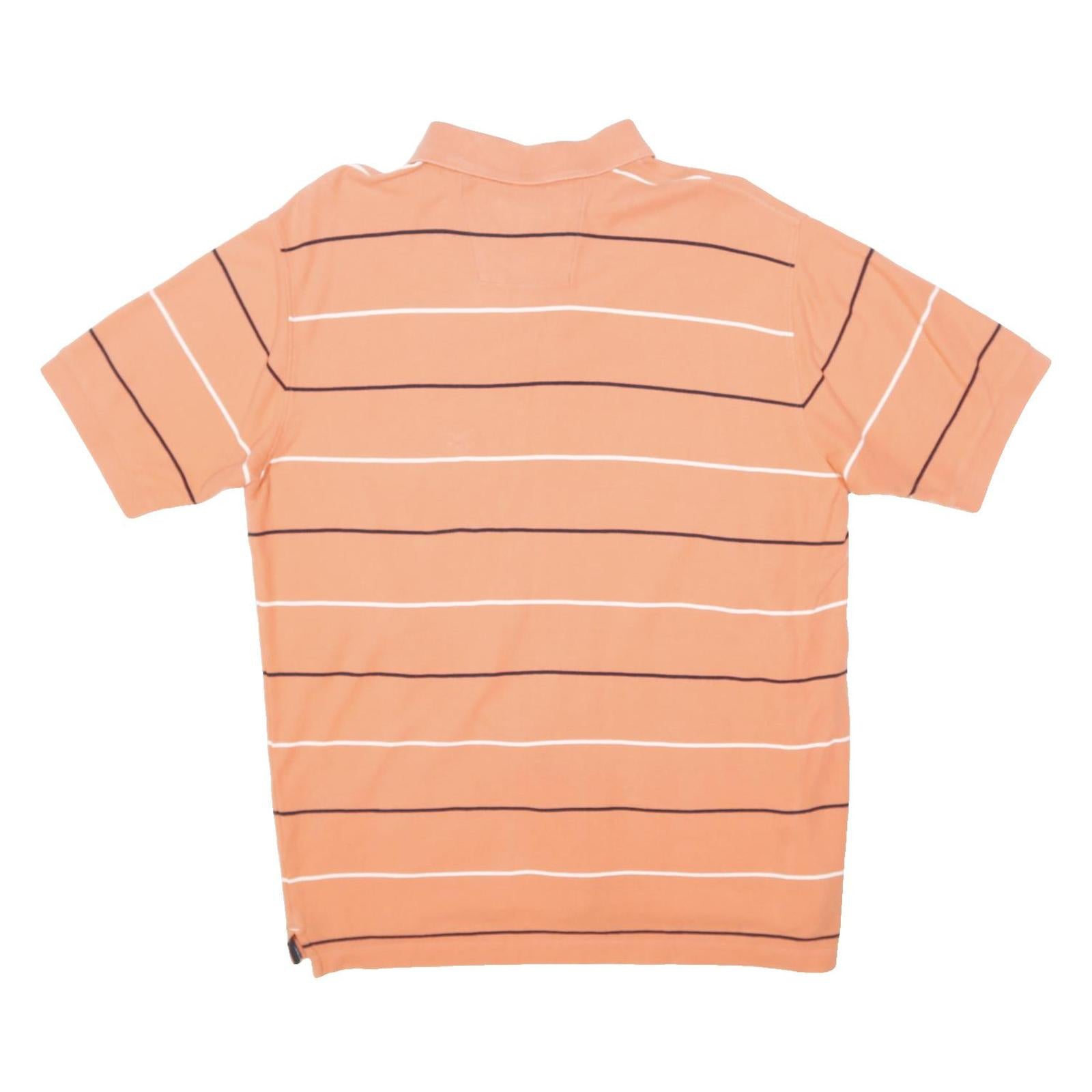 NAUTICA Mens Orange & White Striped Short Sleeve Polo Shirt M Cotton Blend