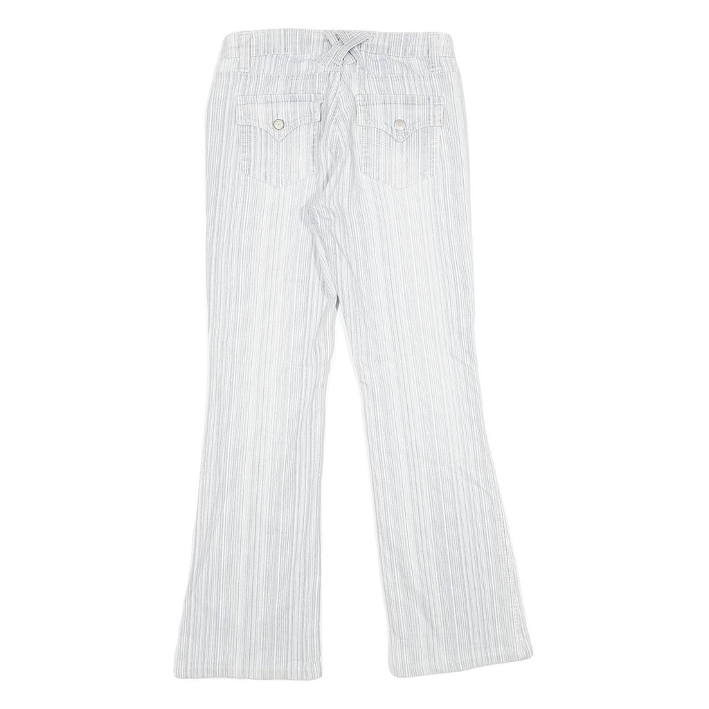 SUKO Womens Jeans White Regular Flared Denim W28 L30 Striped Cotton Blend Zip