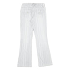 SUKO Womens Jeans White Regular Flared Denim W28 L30 Striped Cotton Blend Zip
