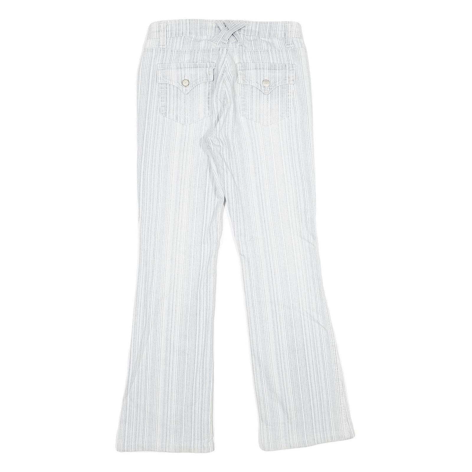 SUKO Womens Jeans White Regular Flared Denim W28 L30 Striped Cotton Blend Zip