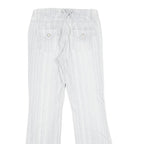 SUKO Womens Jeans White Regular Flared Denim W28 L30 Striped Cotton Blend Zip