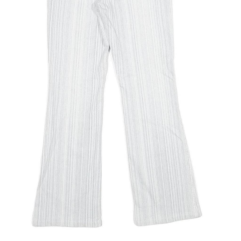 SUKO Womens Jeans White Regular Flared Denim W28 L30 Striped Cotton Blend Zip
