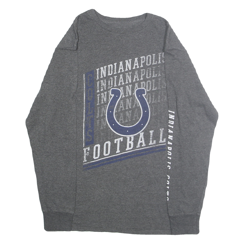 MAJESTIC Mens Grey Indianapolis Colts Football Long Sleeve Crew Neck T-Shirt M