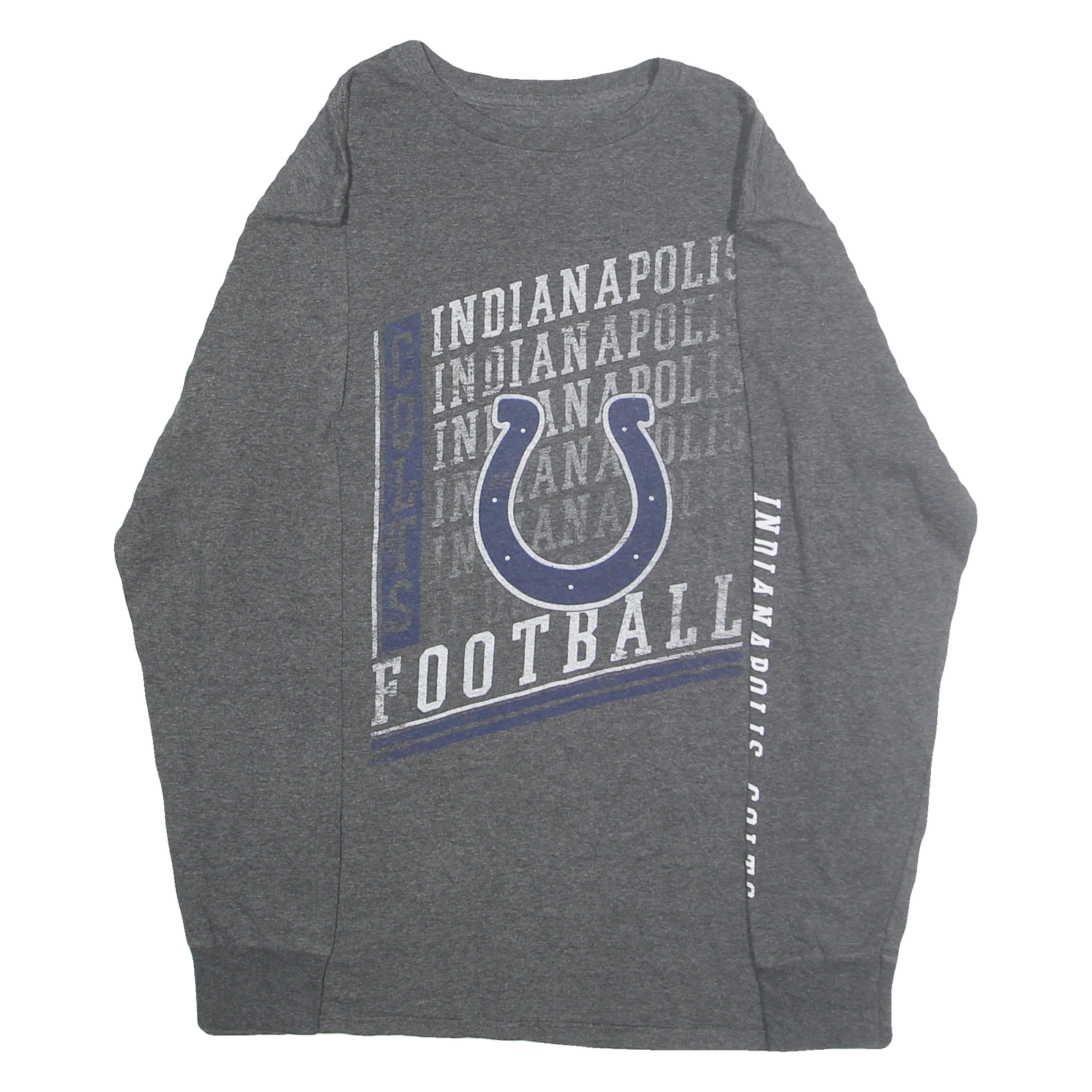 MAJESTIC Mens Grey Indianapolis Colts Football Long Sleeve Crew Neck T-Shirt M