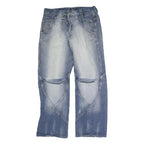 HACIENDA Mens Regular Fit Blue Denim Jeans W32 L29 Unique Stitching Zip Closure