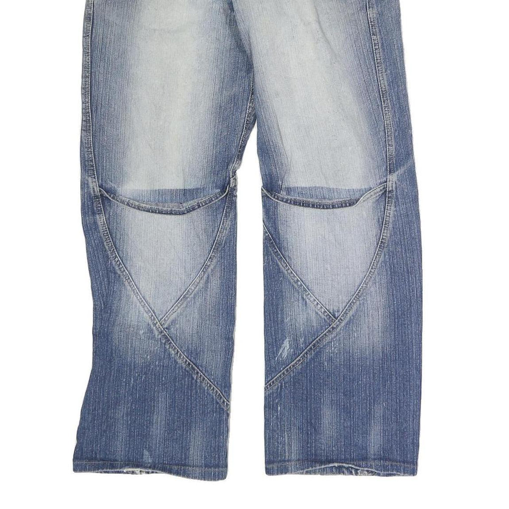 HACIENDA Mens Regular Fit Blue Denim Jeans W32 L29 Unique Stitching Zip Closure