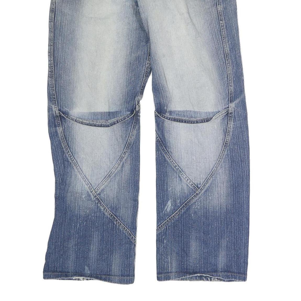 HACIENDA Mens Regular Fit Blue Denim Jeans W32 L29 Unique Stitching Zip Closure