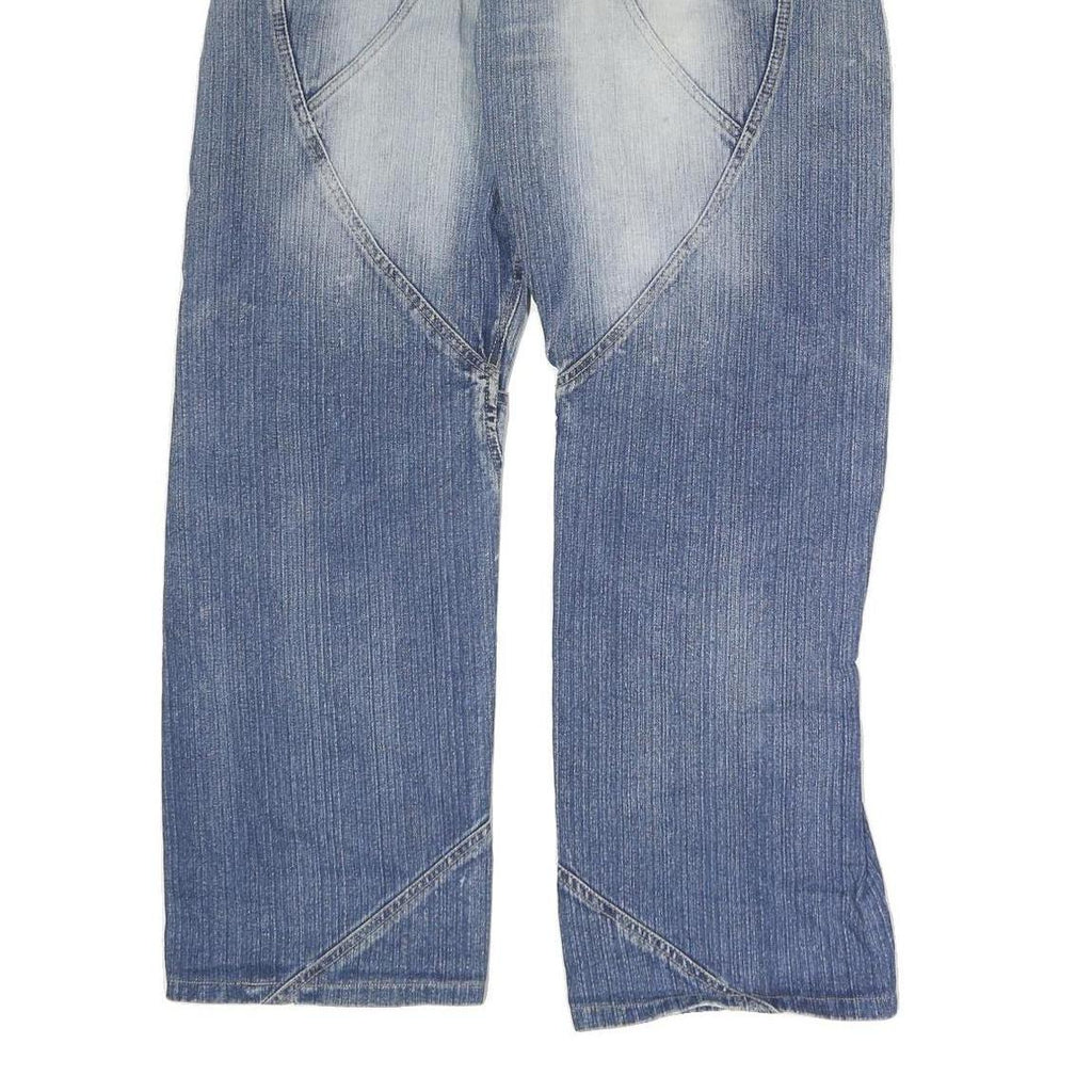 HACIENDA Mens Regular Fit Blue Denim Jeans W32 L29 Unique Stitching Zip Closure