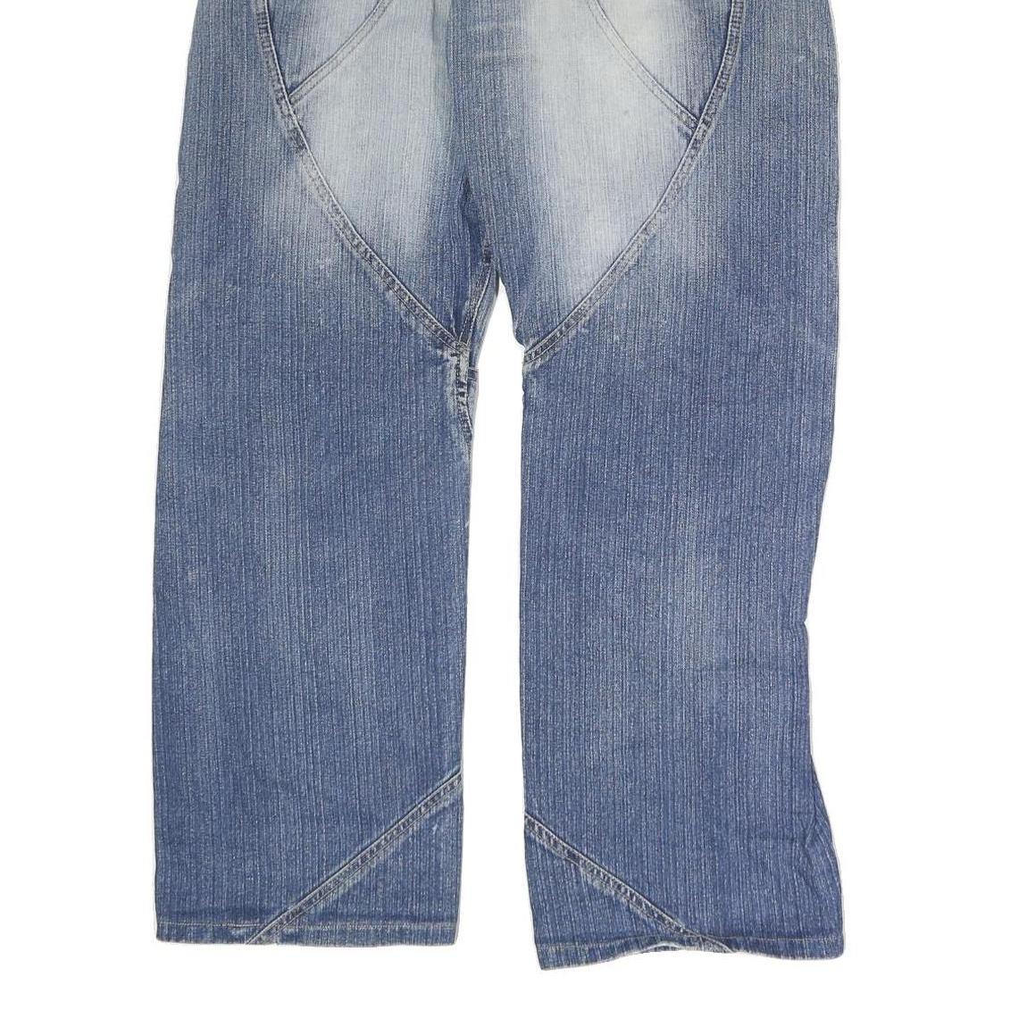 HACIENDA Mens Regular Fit Blue Denim Jeans W32 L29 Unique Stitching Zip Closure