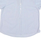LL BEAN Womens Blue & White Striped Shirt Short Sleeve Collar L Cotton Blend