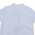 LL BEAN Womens Blue & White Striped Shirt Short Sleeve Collar L Cotton Blend