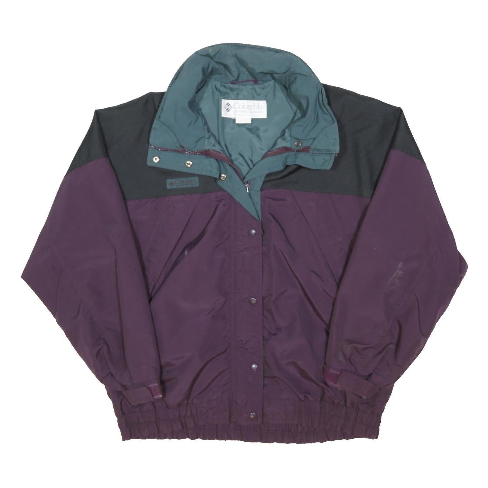 COLUMBIA Mens Purple & Black Zip Nylon Jacket L Outdoor Classic