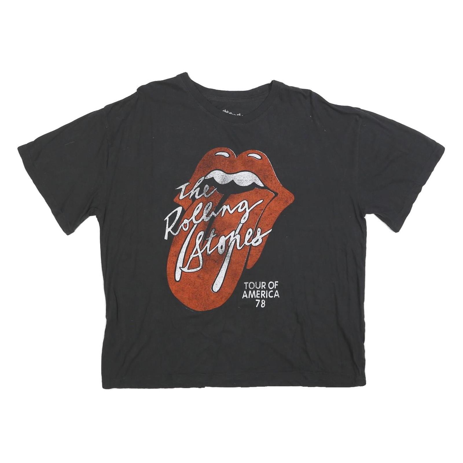 THE ROLLING STONES Womens Black Tour Of America 78 Graphic T-Shirt XL Short
