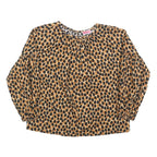 KATE SPADE Womens Brown & Black Printed Puff Sleeve Top Long Sleeve Round Neck S