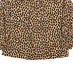 KATE SPADE Womens Brown & Black Printed Puff Sleeve Top Long Sleeve Round Neck S