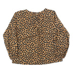 KATE SPADE Womens Brown & Black Printed Puff Sleeve Top Long Sleeve Round Neck S