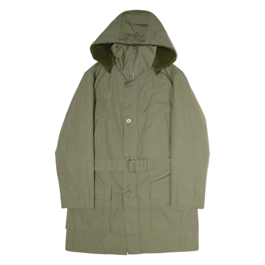 CHARLES VOGELE Faux Fur Lined Mens Parka Coat Green Canvas Hooded S