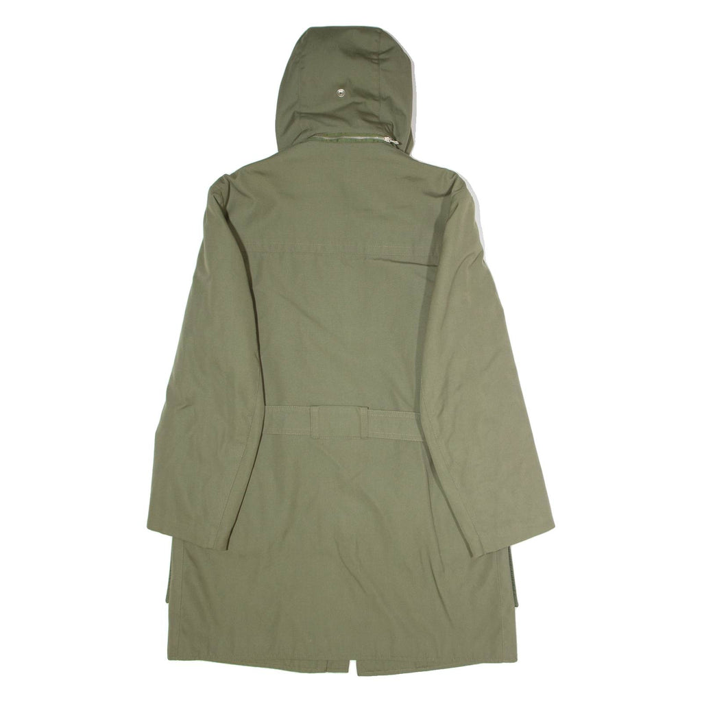 CHARLES VOGELE Faux Fur Lined Mens Parka Coat Green Canvas Hooded S