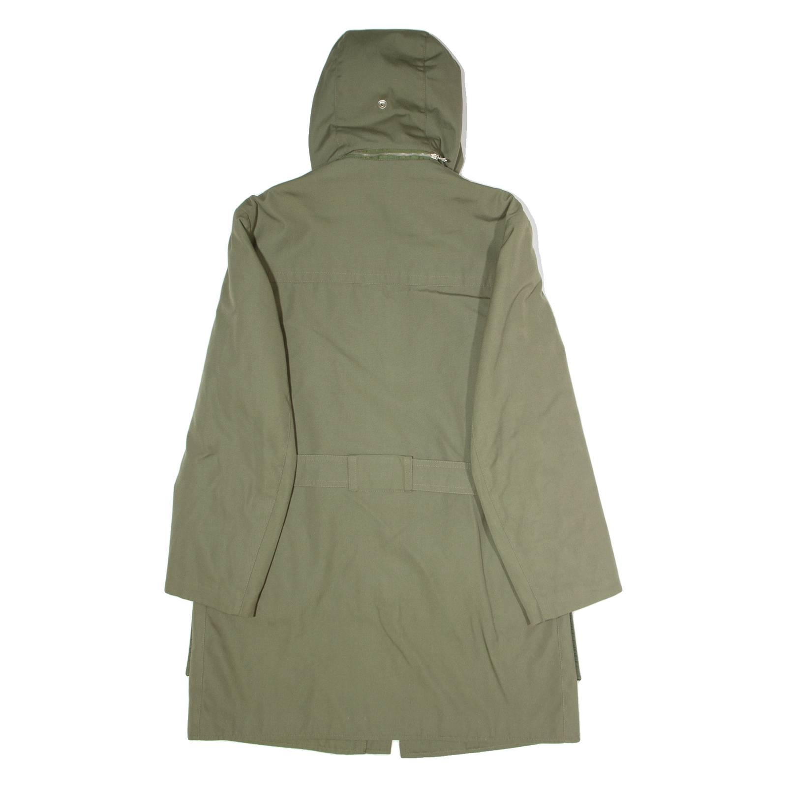 CHARLES VOGELE Faux Fur Lined Mens Parka Coat Green Canvas Hooded S