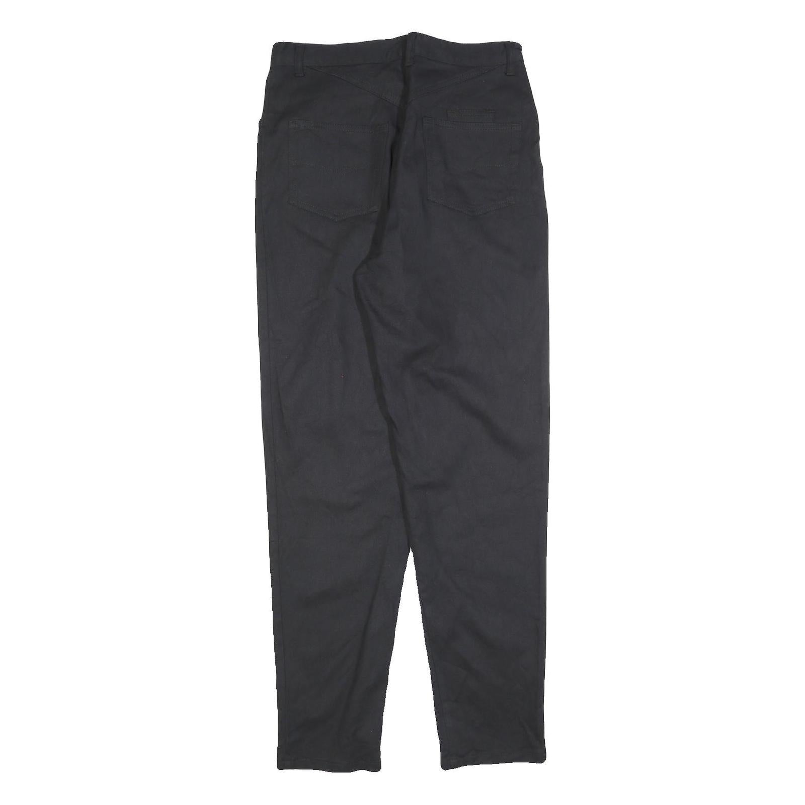 Womens Regular Fit Black Cotton Blend Zip Trousers W30 L32 Classic Straight Leg