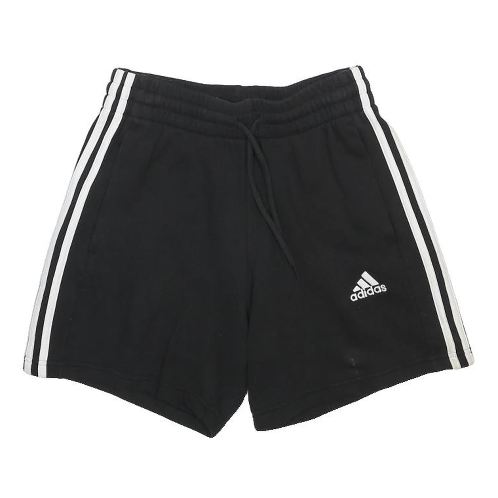 ADIDAS Womens Black Casual Shorts S W24 Cotton Blend Logo Drawstring