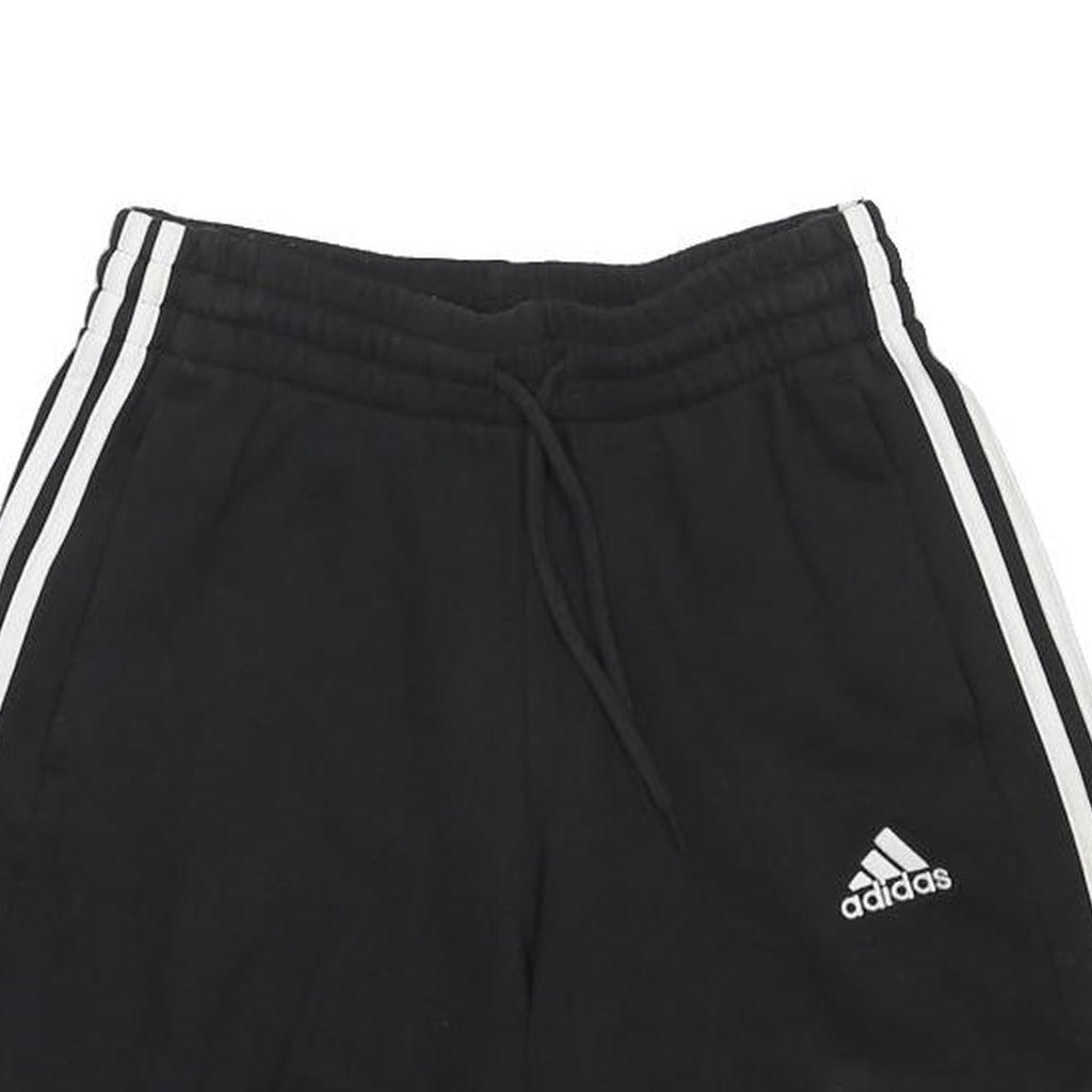 ADIDAS Womens Black Casual Shorts S W24 Cotton Blend Logo Drawstring