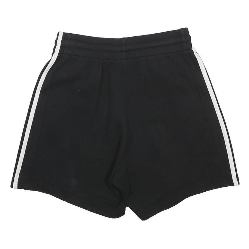 ADIDAS Womens Black Casual Shorts S W24 Cotton Blend Logo Drawstring