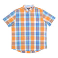 CHAPS Mens Orange & Blue Check Shirt L Button-Down Collar Short Sleeve