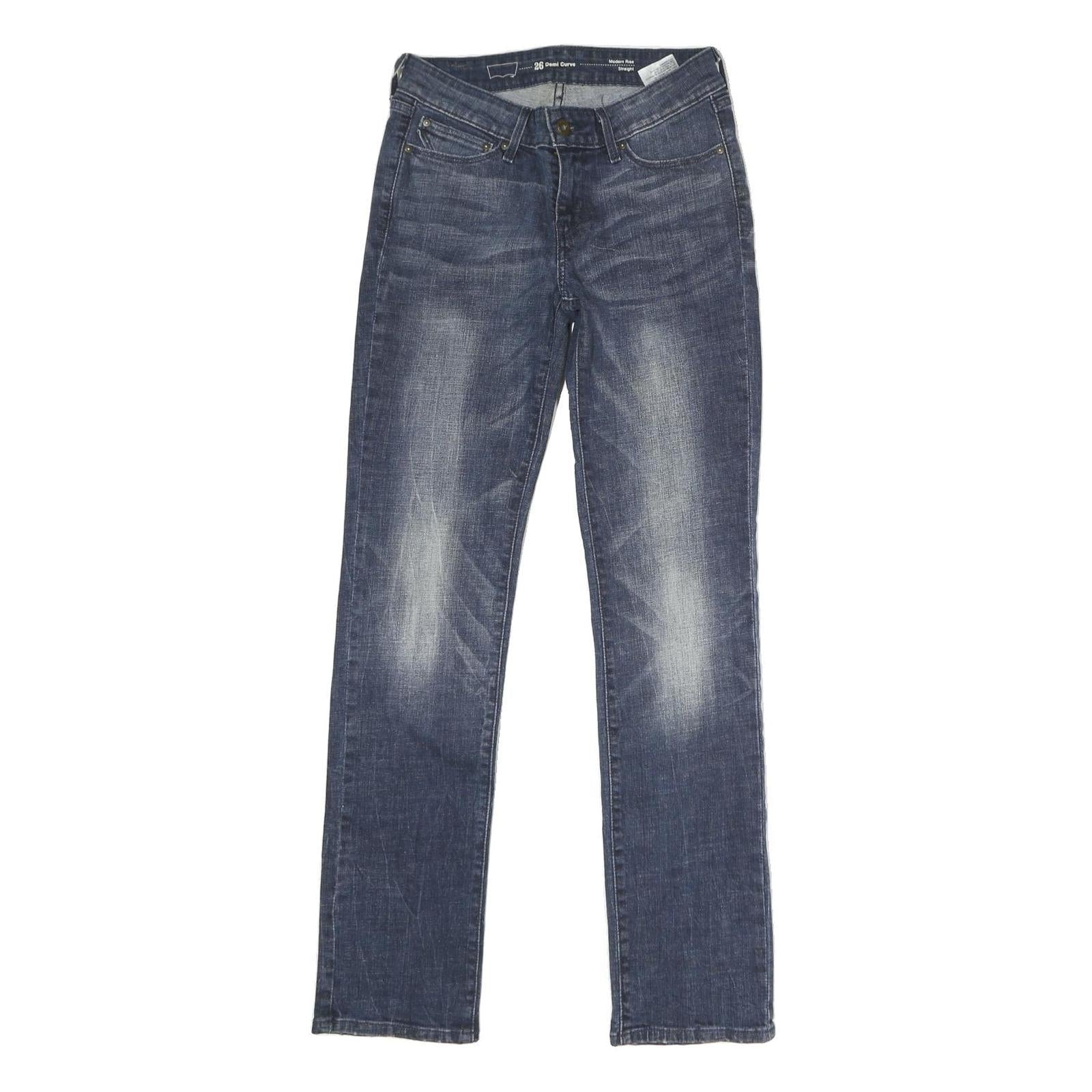 LEVI'S Womens Slim Blue Denim Medium Slim Jeans W26 L30 Classic Zip Cotton