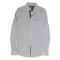 BOGNER Mens Grey & White Stripe Cotton Blend Shirt M Button-Down Collar Long