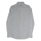 BOGNER Mens Grey & White Stripe Cotton Blend Shirt M Button-Down Collar Long