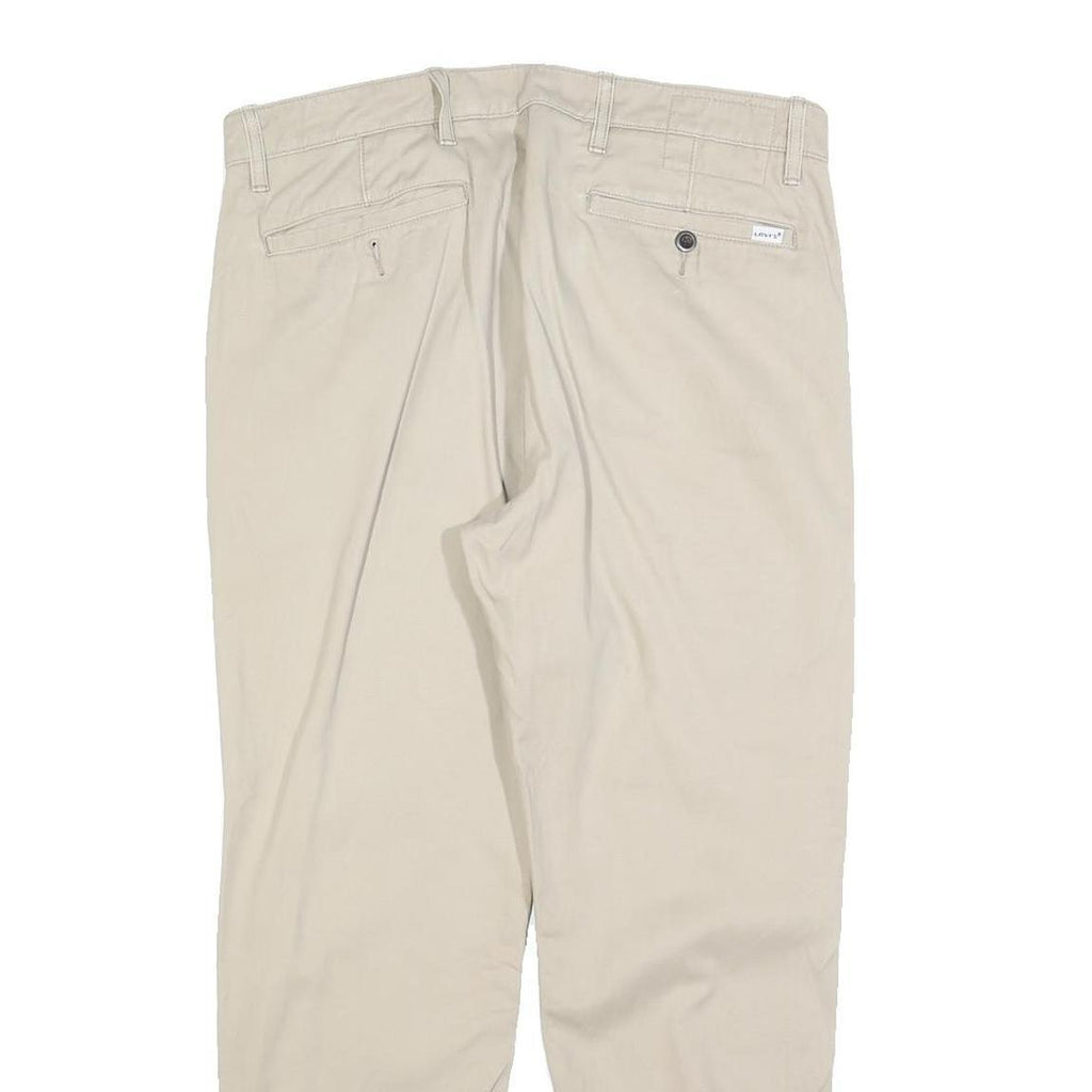 LEVI'S Mens Cotton Blend Beige Slim Tapered Trousers W34 L26 Elasticated Hem