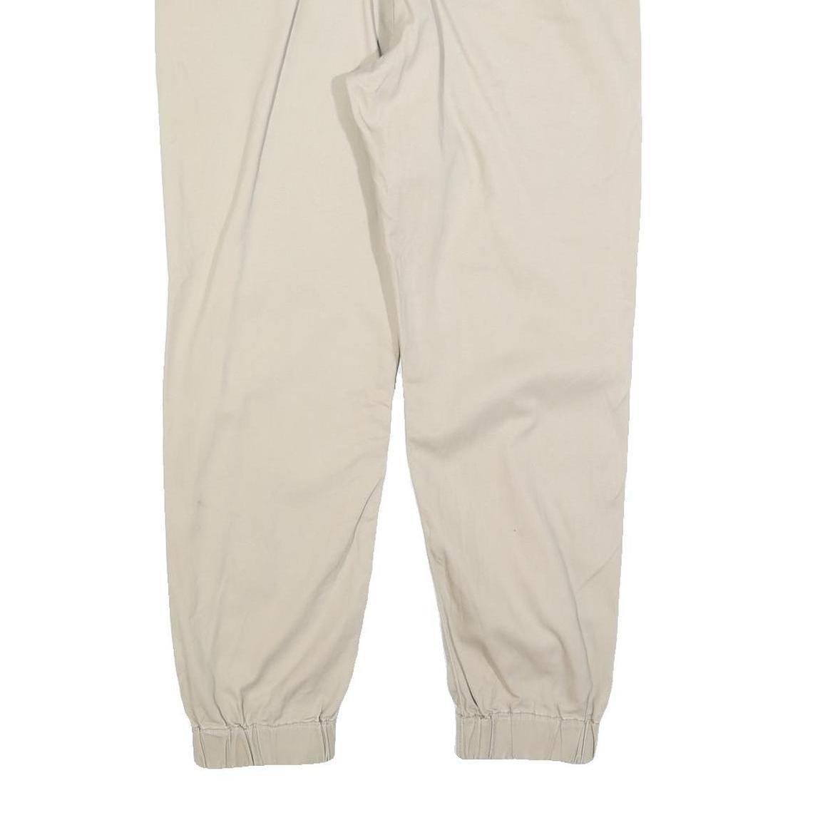 LEVI'S Mens Cotton Blend Beige Slim Tapered Trousers W34 L26 Elasticated Hem