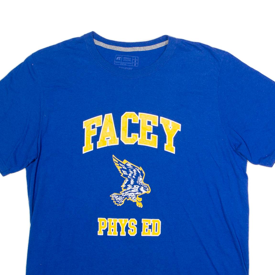 RUSSELL ATHLETIC Facey Phys Ed Mens T-Shirt Blue USA Crew Neck L