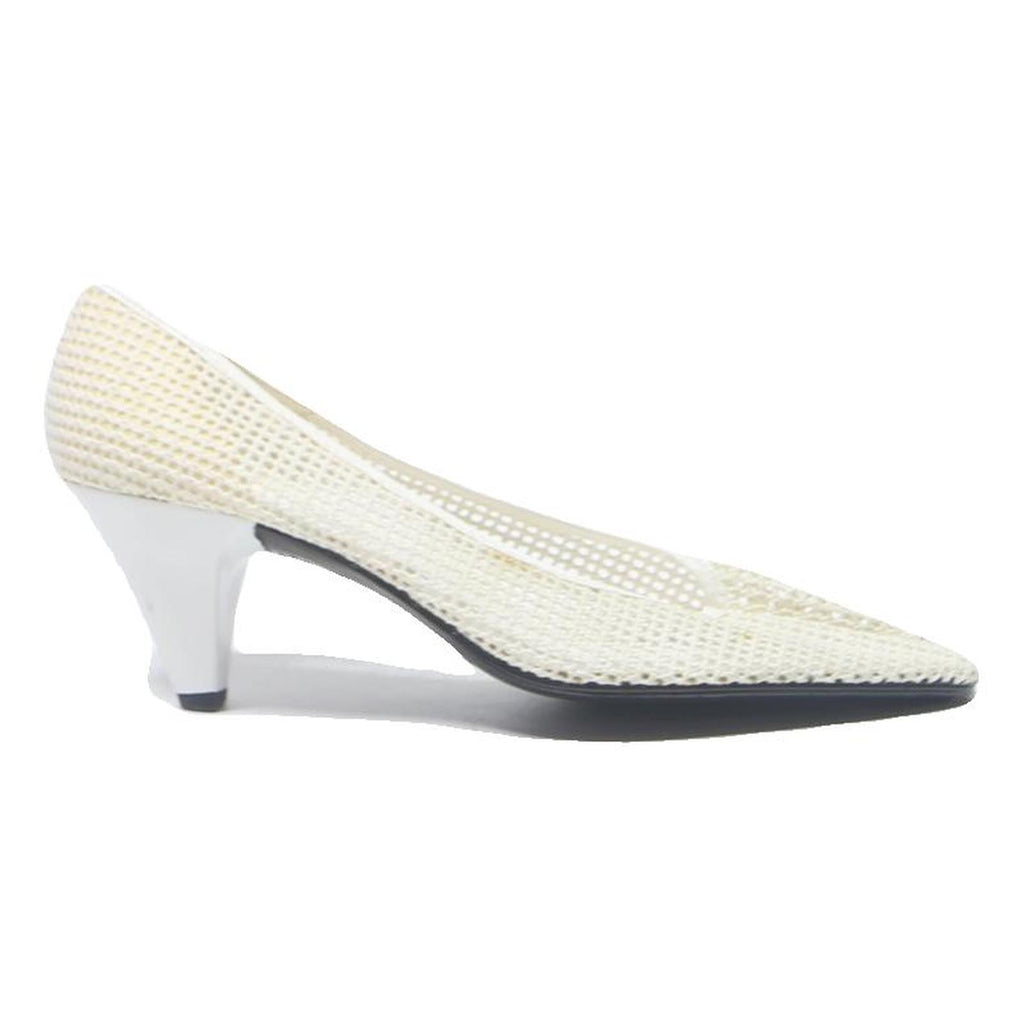 VOGELE Womens Pointed Toe White Synthetic Kitten Heels UK 7 Classic Elegant