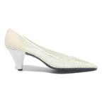 VOGELE Womens Pointed Toe White Synthetic Kitten Heels UK 7 Classic Elegant