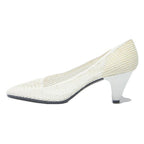 VOGELE Womens Pointed Toe White Synthetic Kitten Heels UK 7 Classic Elegant