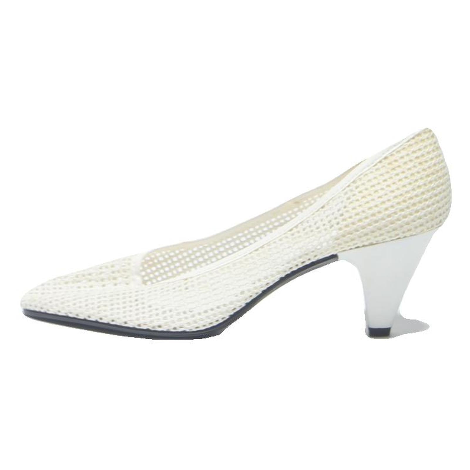 VOGELE Womens Pointed Toe White Synthetic Kitten Heels UK 7 Classic Elegant