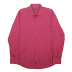 BOSS HUGO BOSS Mens Red Plain Shirt L Cotton Blend Formal Button Closure
