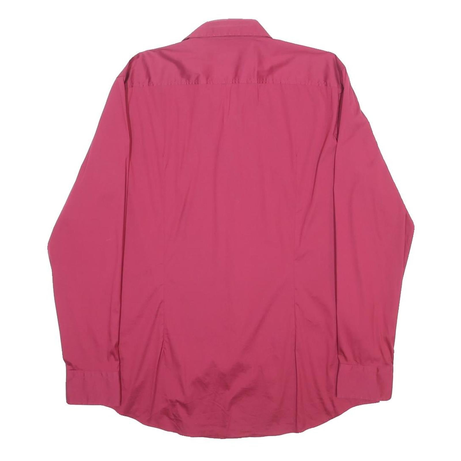 BOSS HUGO BOSS Mens Red Plain Shirt L Cotton Blend Formal Button Closure