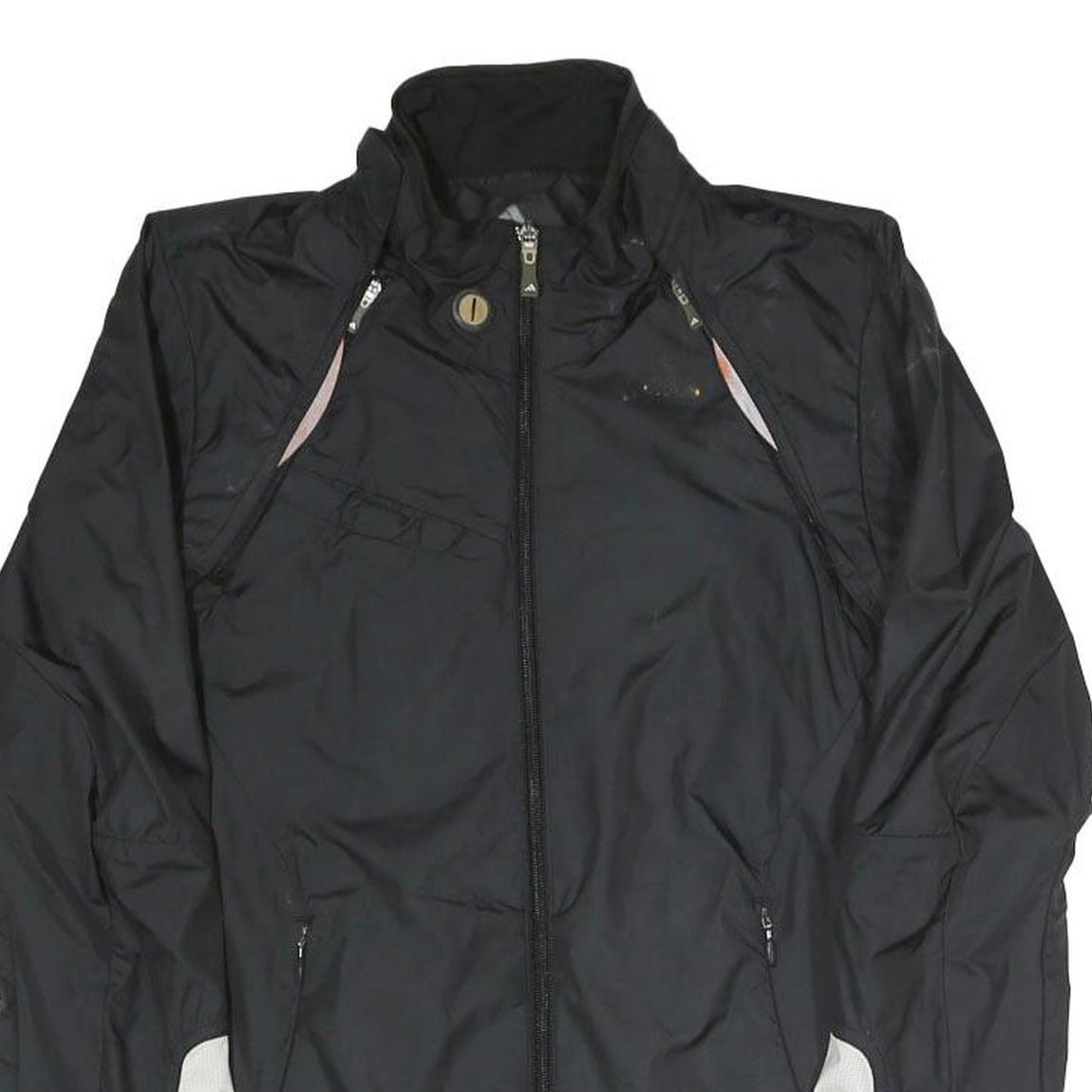 ADIDAS Womens Black Polyester Blend Zip Jacket XS Plain Lightweight Sportswear