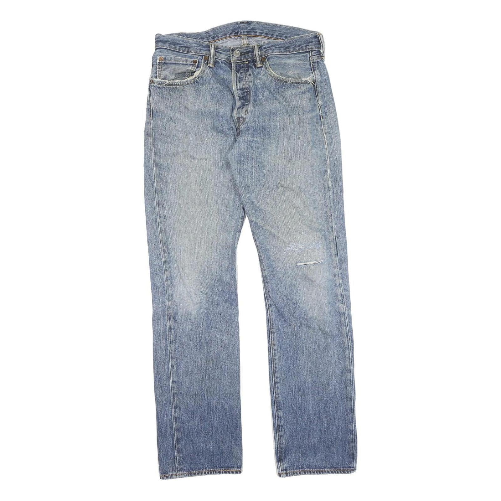 LEVI'S Mens Jeans Blue Regular Straight Denim Light W32 L32 Classic Cotton Zip