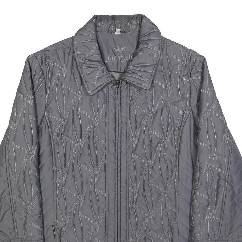 KINGFIELD Womens Grey L Polyester Quilted Jacket Zip Fastening Lightweight