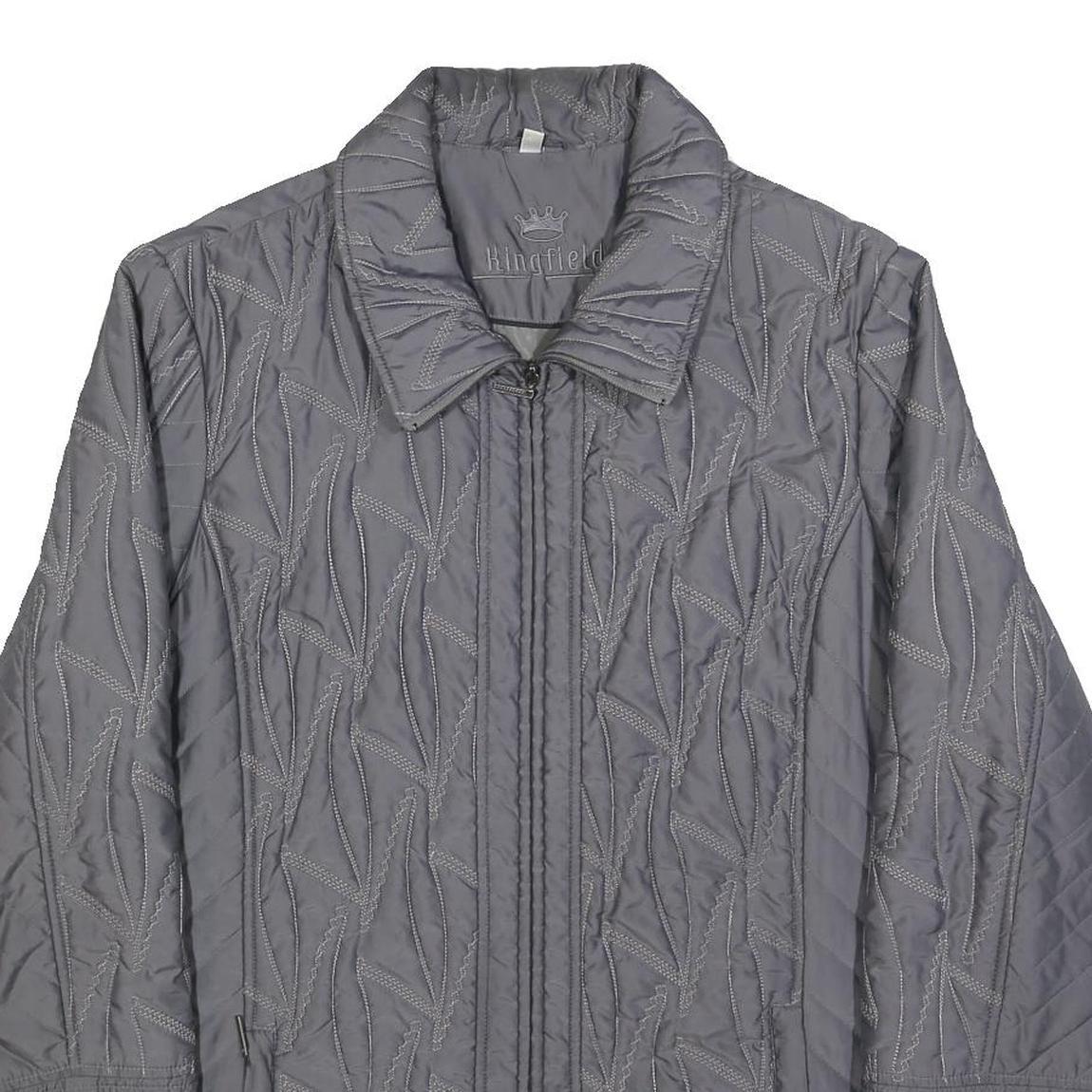 KINGFIELD Womens Grey L Polyester Quilted Jacket Zip Fastening Lightweight