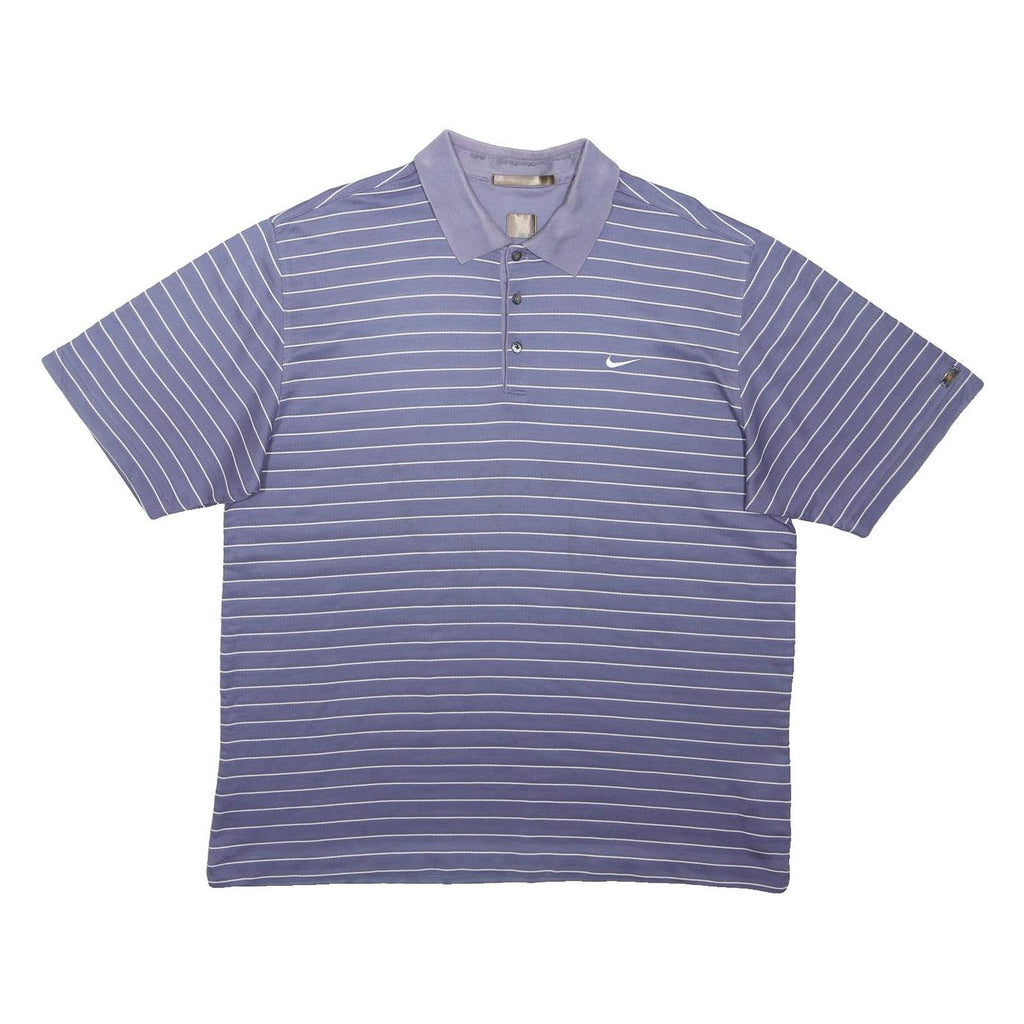 NIKE Mens Blue Striped Short Sleeve Polo Shirt XL Cotton Blend Casual