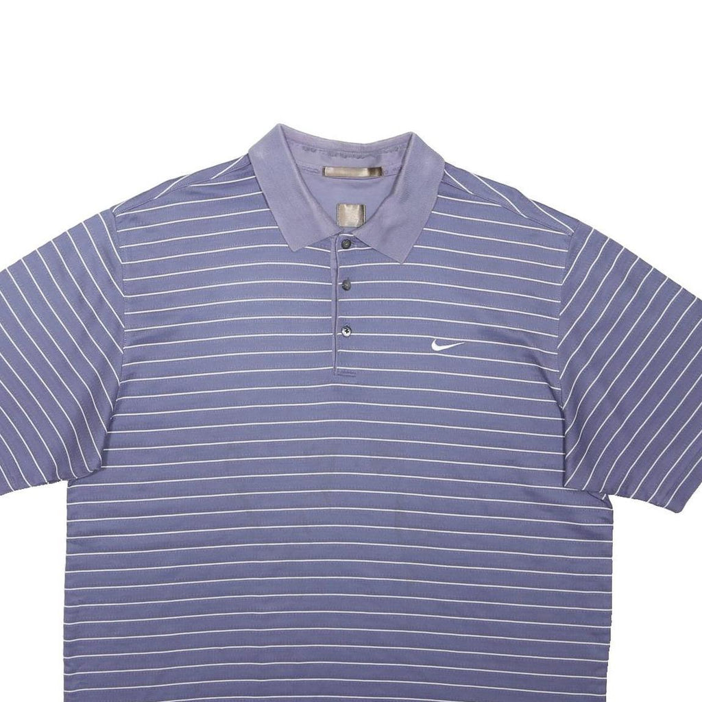 NIKE Mens Blue Striped Short Sleeve Polo Shirt XL Cotton Blend Casual