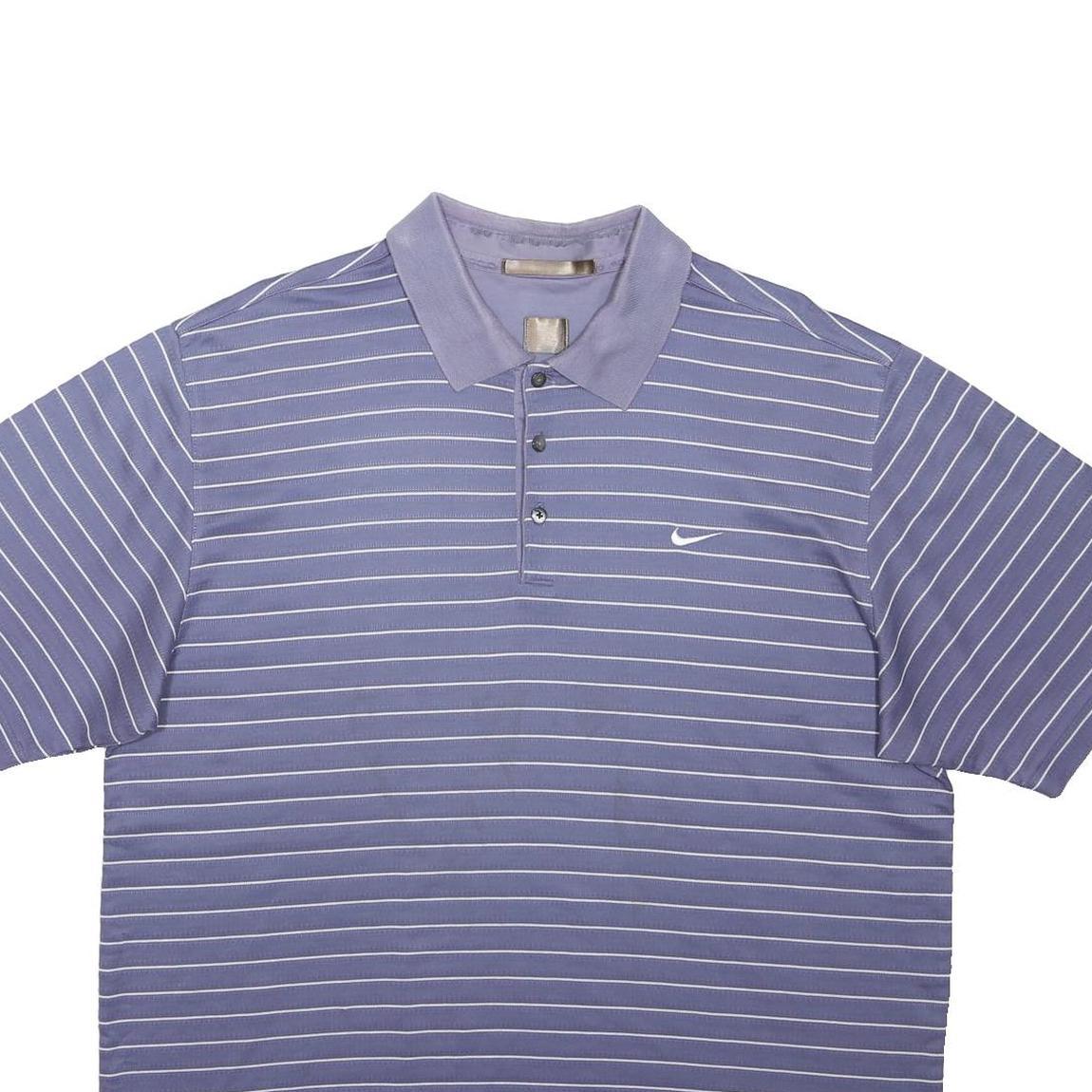 NIKE Mens Blue Striped Short Sleeve Polo Shirt XL Cotton Blend Casual