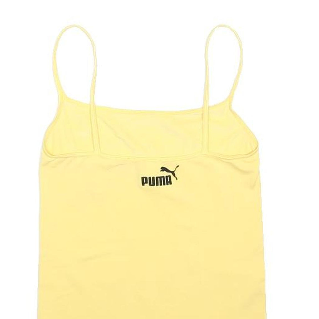 PUMA Womens Yellow S Vest Short Sleeve Scoop Neck Lightweight Casual