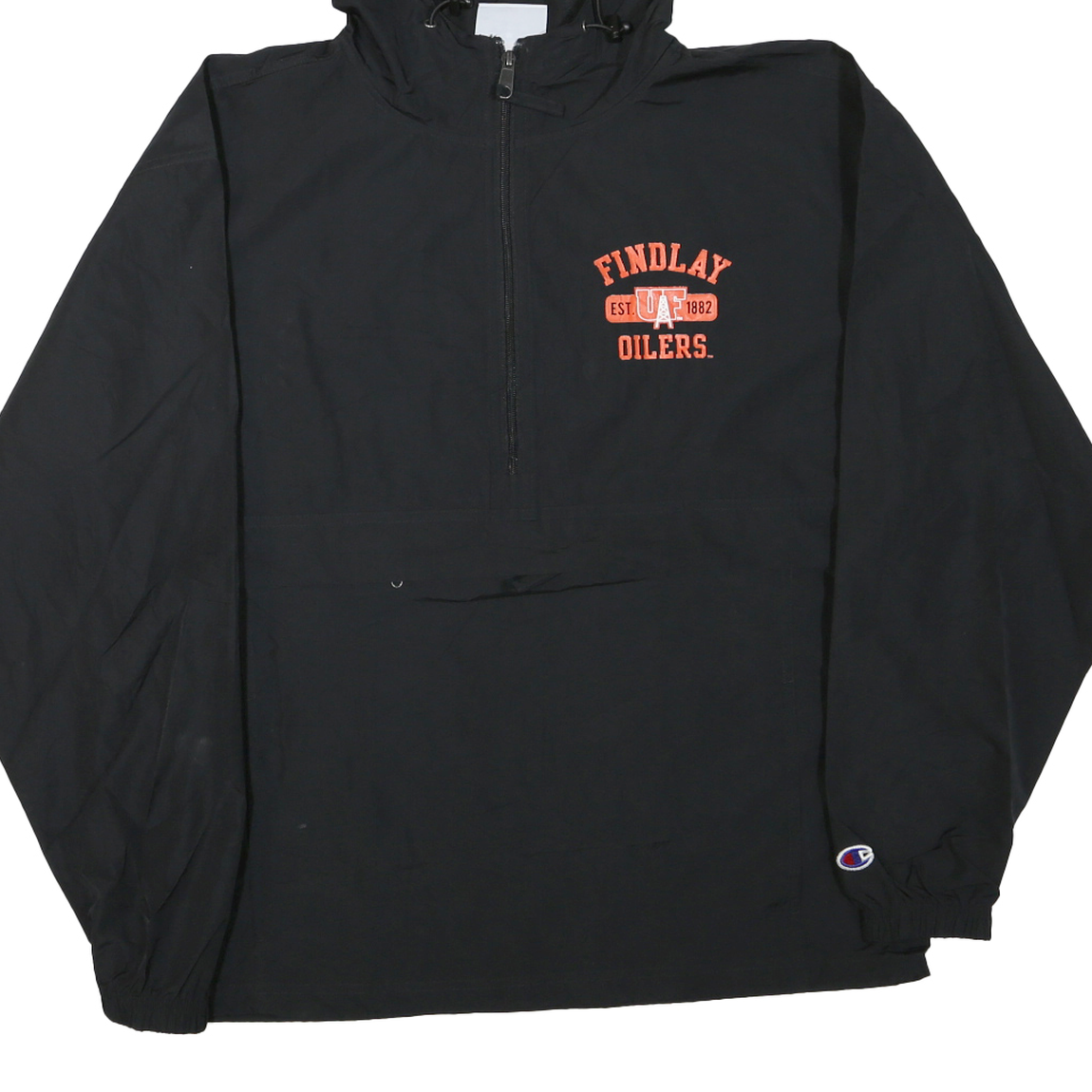 CHAMPION Mens Black Findlay Oilers Zip Hooded Jacket M Polyester Blend
