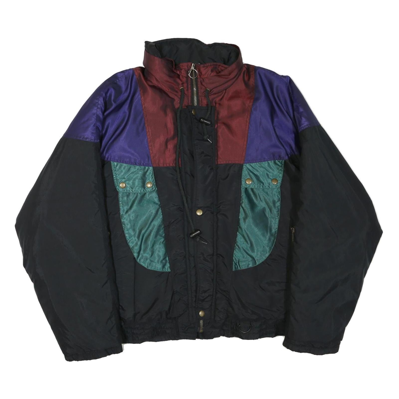 MCGREGOR Mens Black & Burgundy & Purple Colourblock Nylon Zip Jacket L Polyester